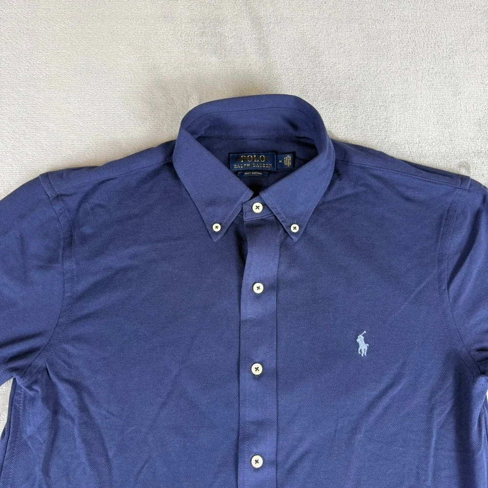 Polo Ralph Lauren Knit Oxford Button-Down Shirt Mens Medium Navy Blue New NWT